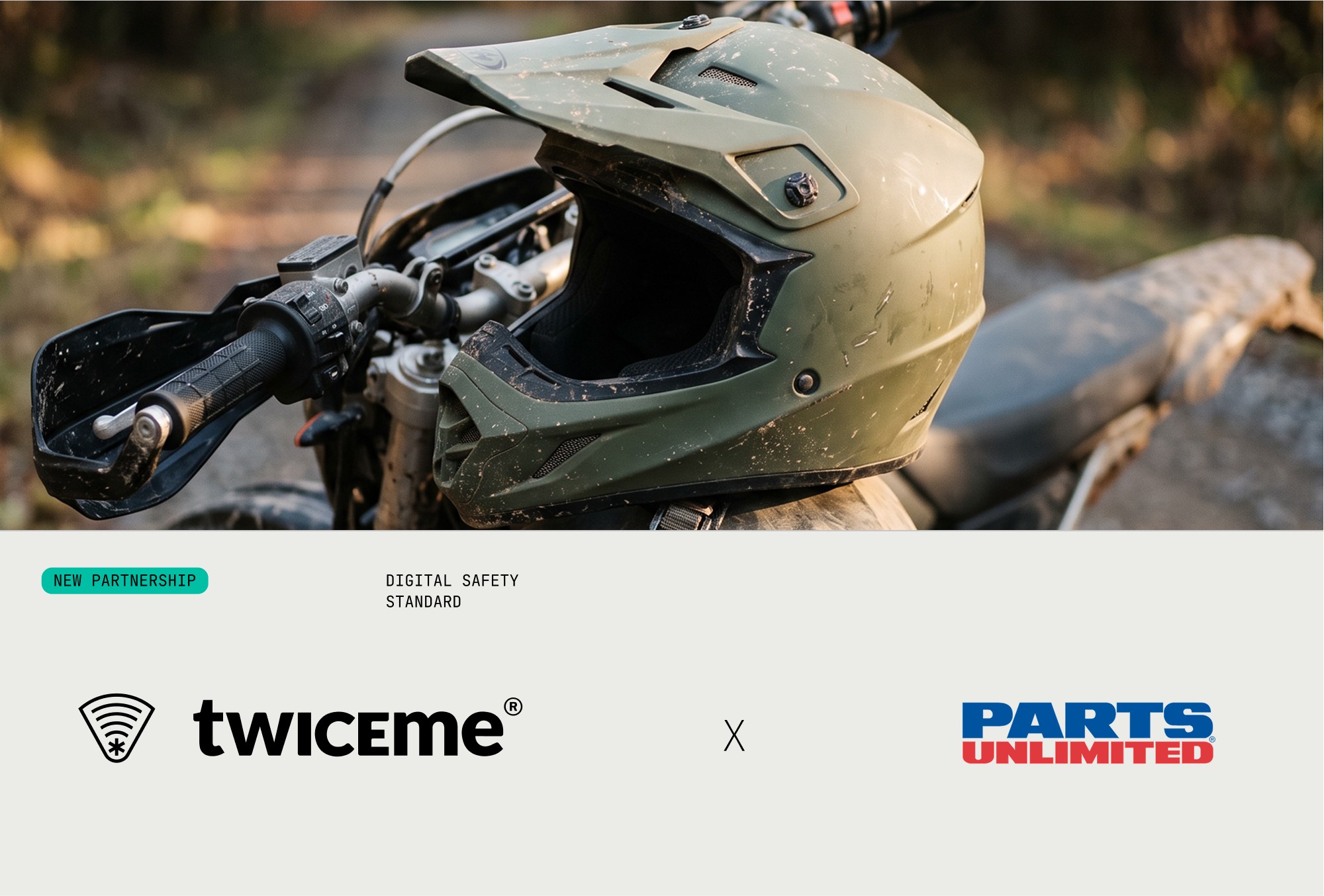 Twiceme Tag collaboration with Parts Unlimited for motorcycle helmet safety