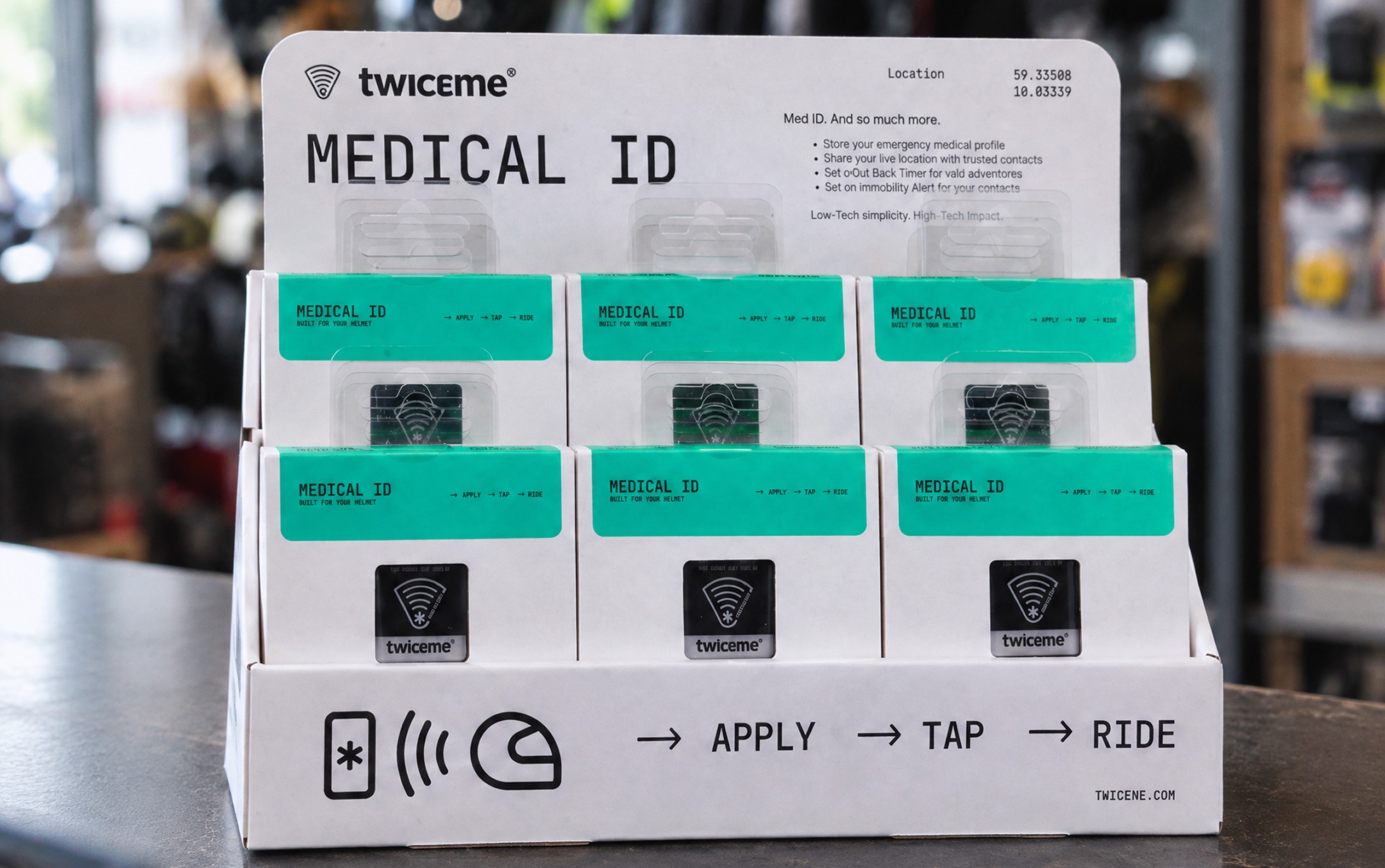 Twiceme Medical ID Tag retail display