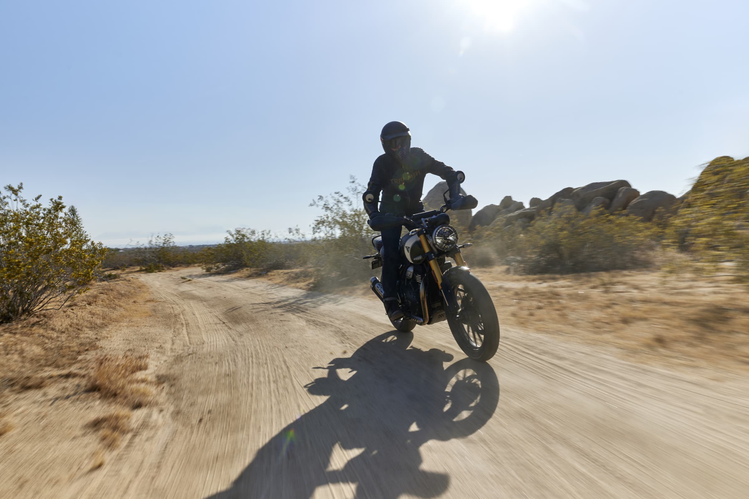 Triumph Scrambler 400 X on gravel