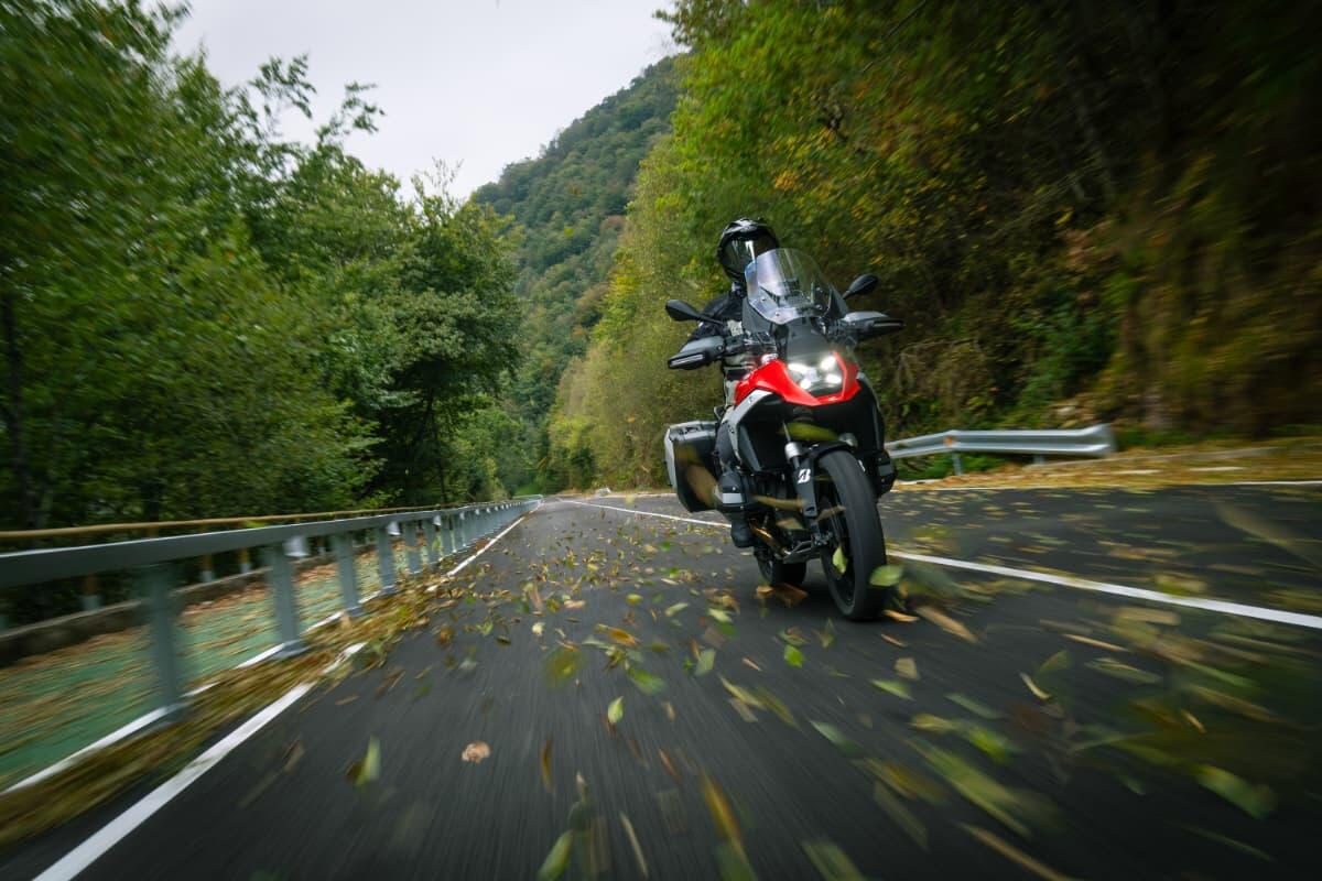 Adventure motorcycle cornering on Bridgestone Battlax Adventure A42 tyres