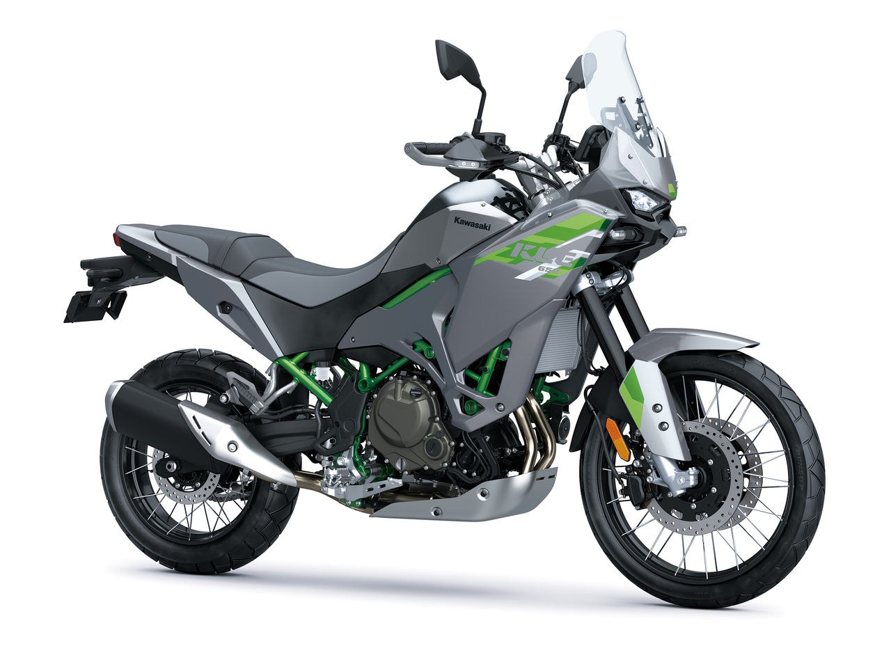 2027 Kawasaki KLE650 SE in Pearl Storm Gray.
