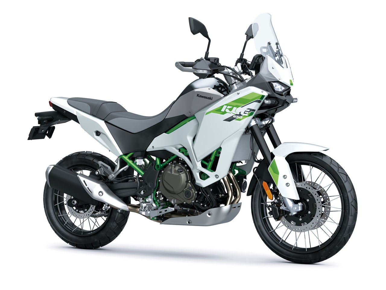 2027 Kawasaki KLE650 SE in Pearl Blizzard White.