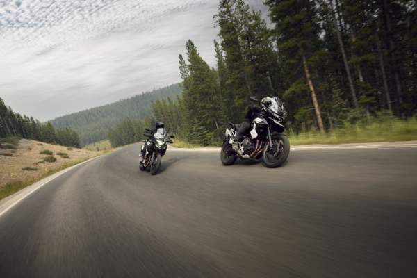 The 2027 Triumph Tiger 1200 range on the road.